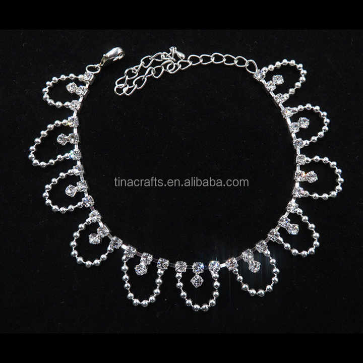 High End Anklet With Toe Ring Flower Crystal Cup Chain Anklets Whites Strass Crystal Footwear Jewelry