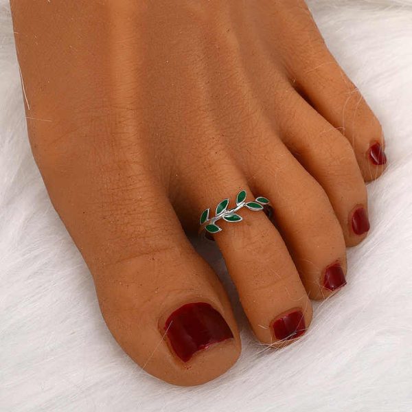 European American Popular 8*10 Rectangular Emerald Simulation Women's Toe Ring Jewelry