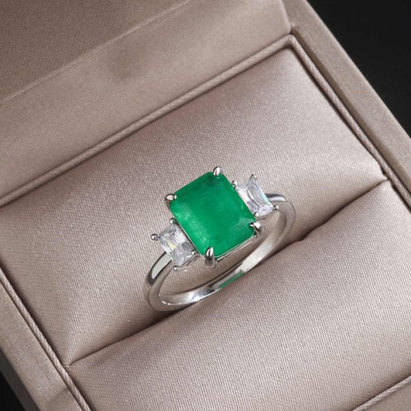 European American Popular 8*10 Rectangular Emerald Simulation Women's Toe Ring Jewelry