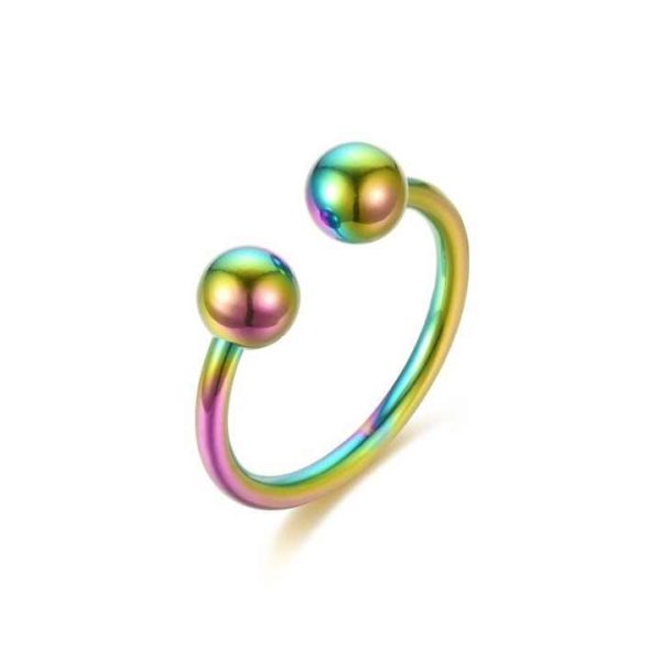 18K Gold 6mm Round Sphere Double Ball Open Adjustable Knuckle Ring Stainless Steel Fashion Jewelry Toe Rings for Women