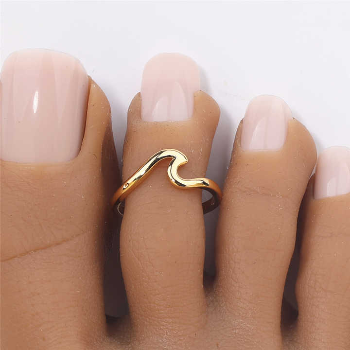 Double Starfish Toe Ring for Women Gold Plated Jewelry Small Size Adjustable Open Tail Stacking Rings Summer Beach Foot Jewelry