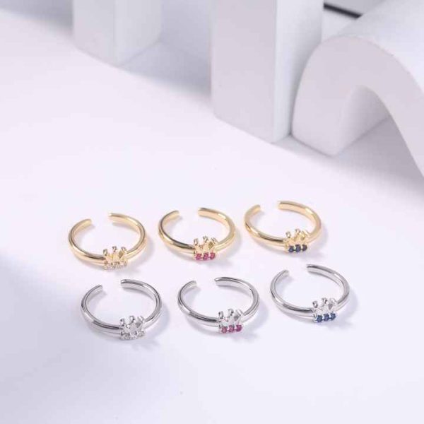 New Style Zircon Crown Toe Rings Adjustable Toe Rings Vintage Beach Toe Rings for Women