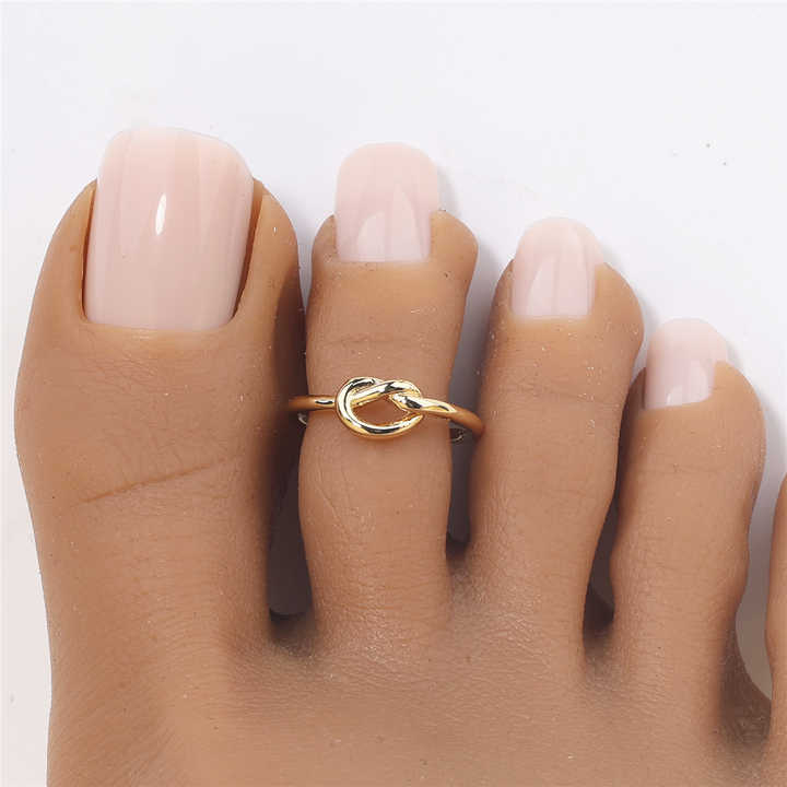 Adjustable 18K Gold Plated Stainless Steel Toe Rings - Geometric Summer Foot Jewelry for Weddings, Unisex Comfort Fit