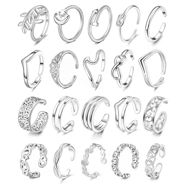 Stainless Steel Jewelry Newest Summer Foot Jewelry Gold Adjustable Different Styles Fashion Plated 18K Gold Toe Rings for Women