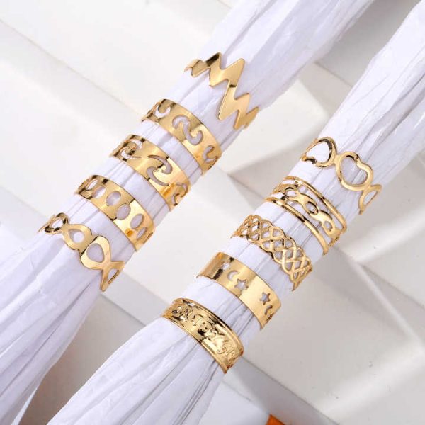 10Pcs/Set Fashion Women Jewelry Gold Plated Foot Toe Ring Set Split Silver Lightning Moon Beach Star Toes Ring