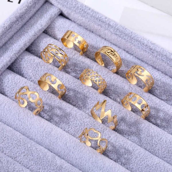 10Pcs/Set Fashion Women Jewelry Gold Plated Foot Toe Ring Set Split Silver Lightning Moon Beach Star Toes Ring