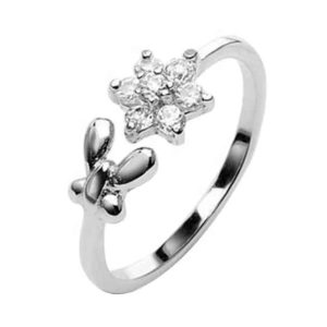 Customized White Gold butterfly Cz Open Adjustable Fashion Toe Ring Jewelry Women
